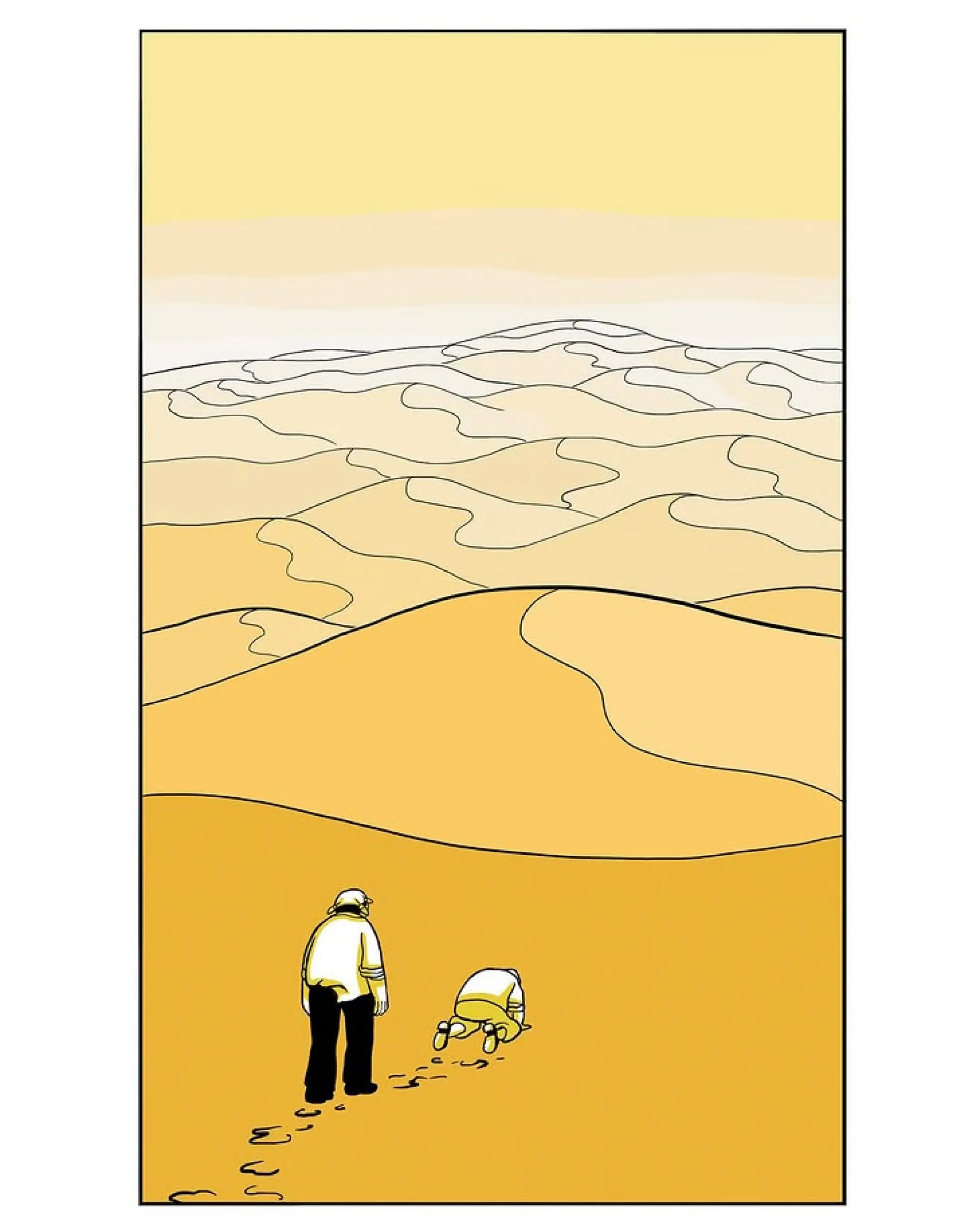 Illustration : deux hommes épuisés perdus dans le désert