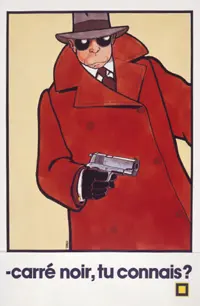« Carré noir, tu connais ? » Affichette illustrée par Tardi pour « Carré Noir », collection de poche dirigée par Marcel Duhamel. Archives Éditions Gallimard.