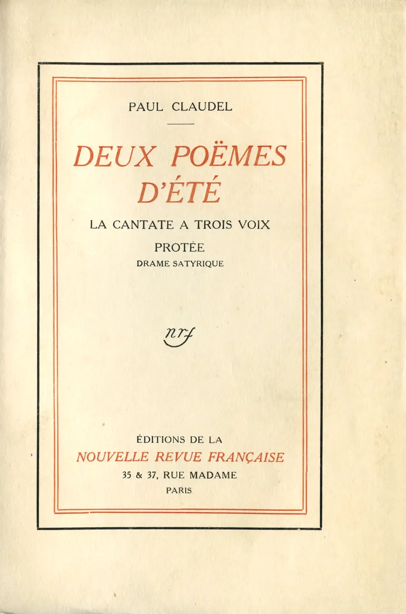 Deux poëmes d'été - Paul Claudel