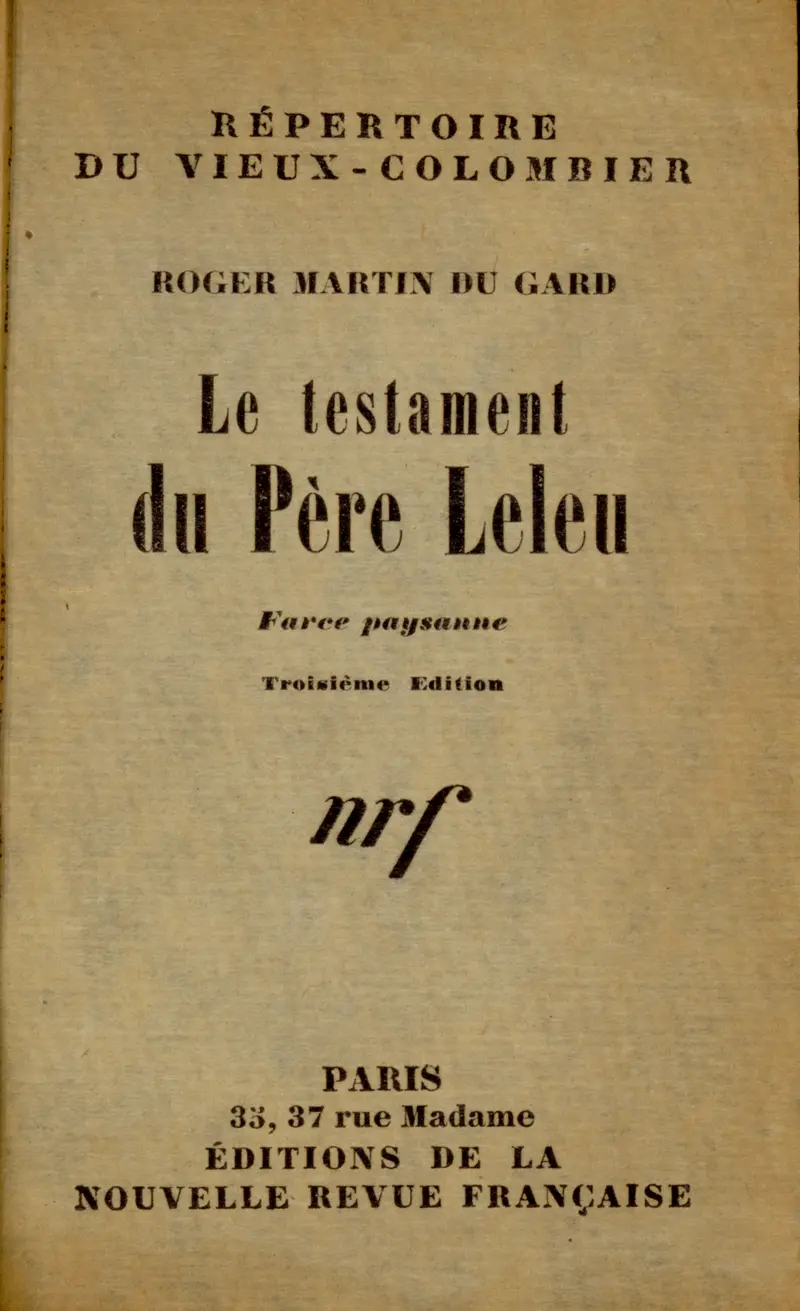 Le Testament du père Leleu - Roger Martin du Gard