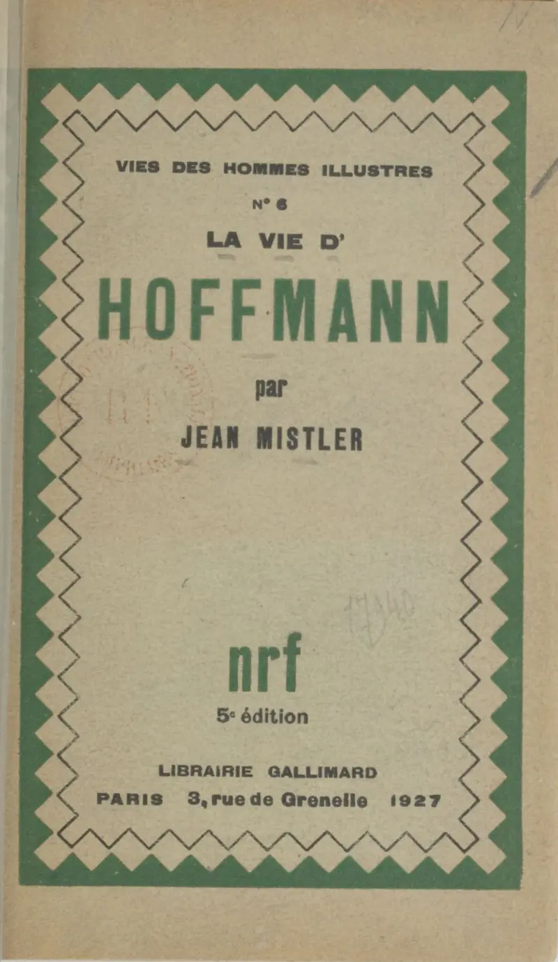 La vie d'Hoffmann - Jean Mistler