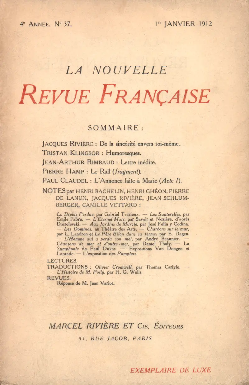 La Nouvelle Revue Française - Collectif
