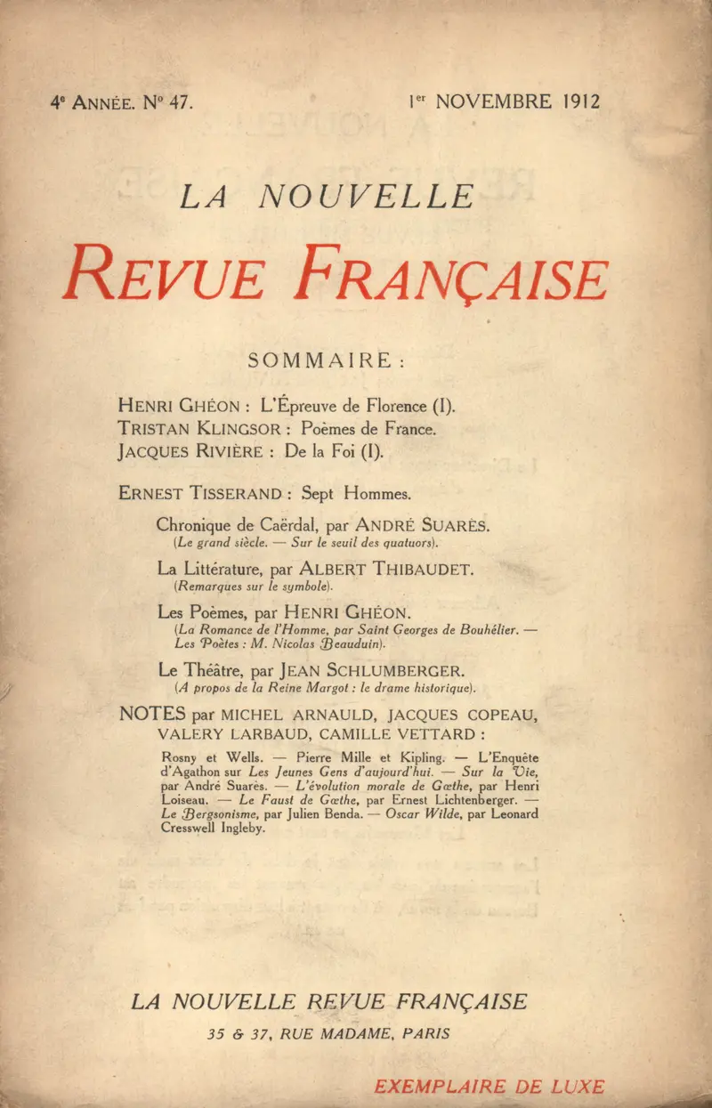 La Nouvelle Revue Française - Collectif