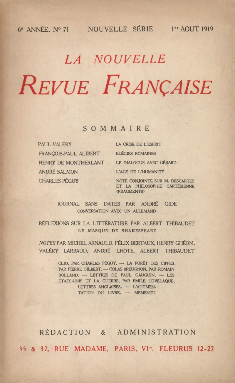 La Nouvelle Revue Française - Collectif