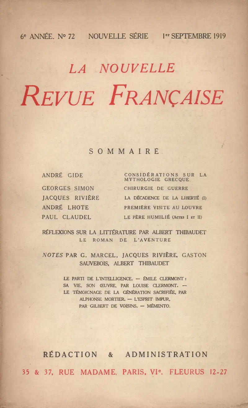 La Nouvelle Revue Française - Collectif