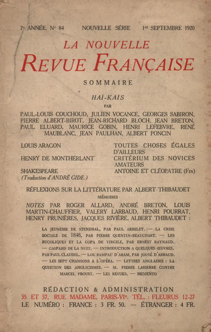 La Nouvelle Revue Française - Collectif