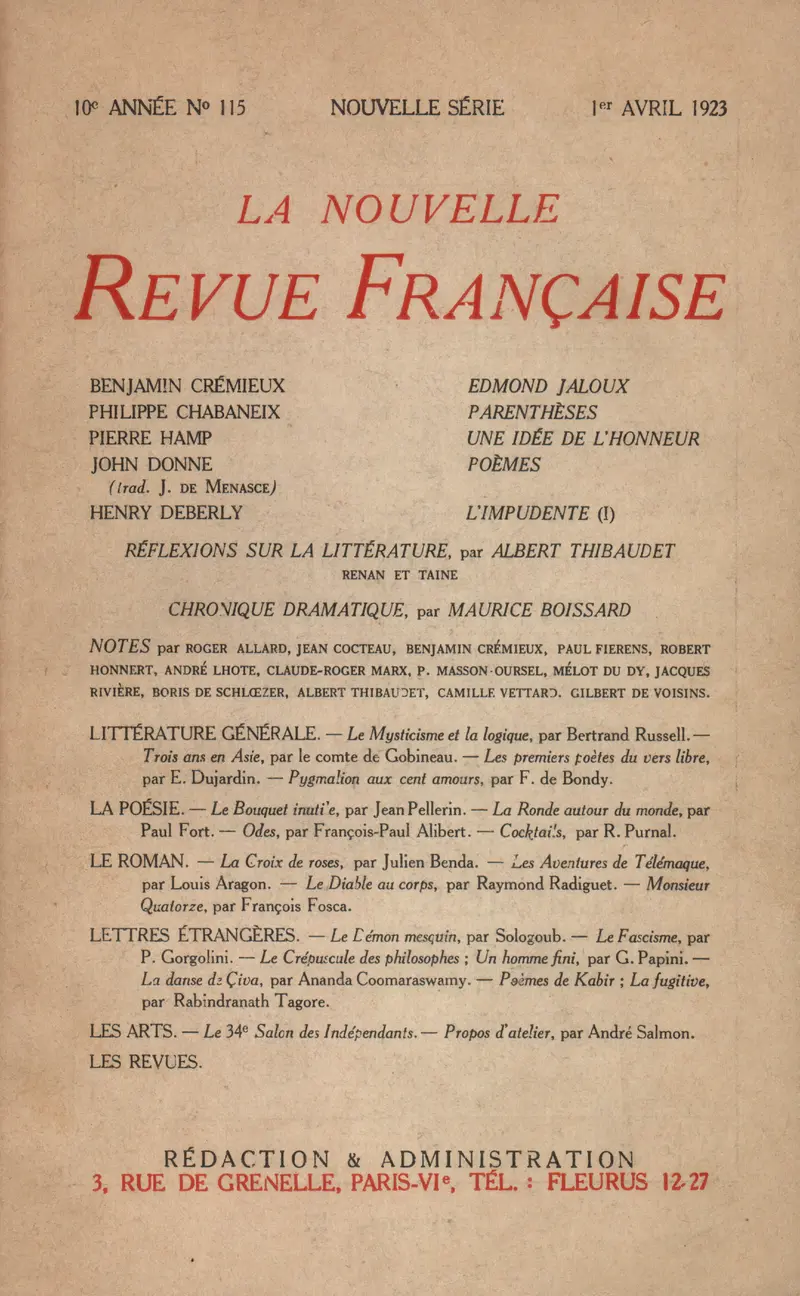 La Nouvelle Revue Française - Collectif