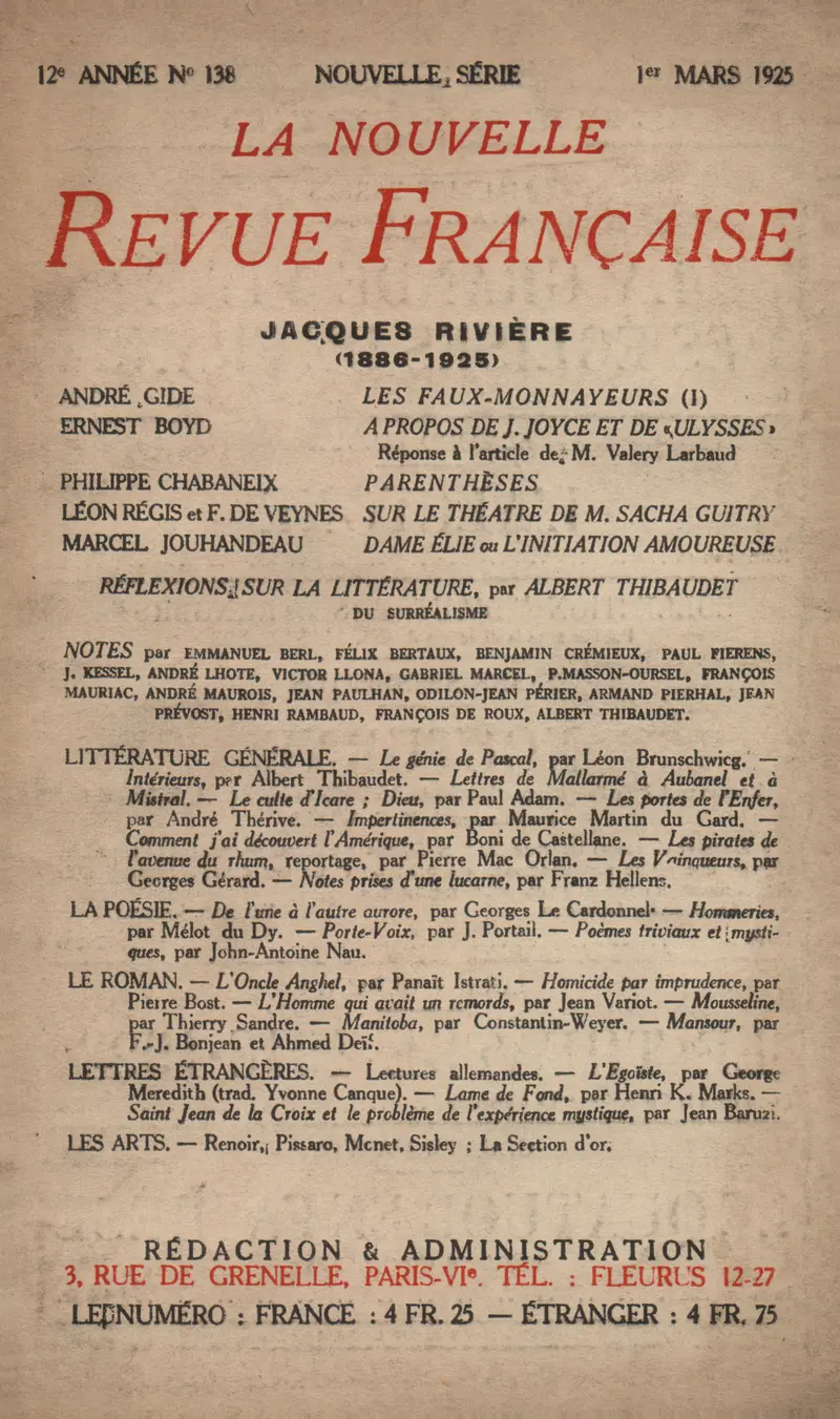 La Nouvelle Revue Française - Collectif