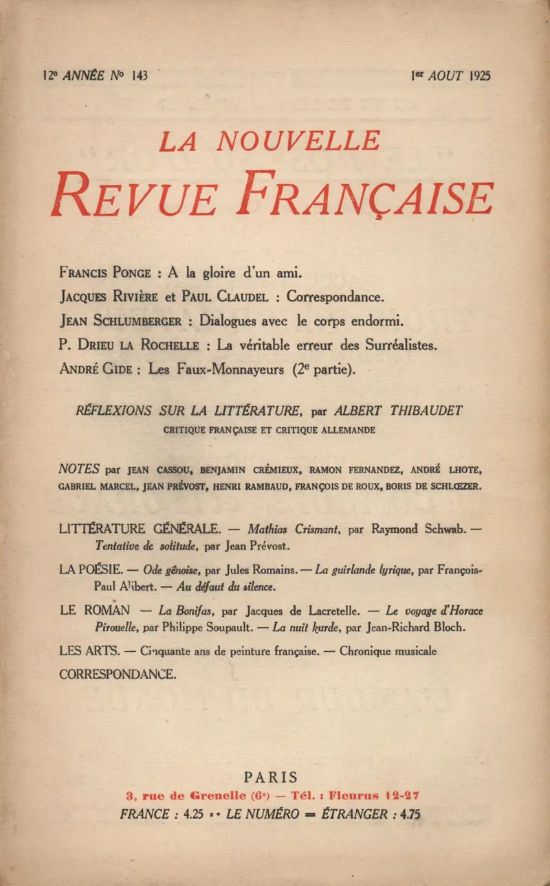 La Nouvelle Revue Française - Collectif
