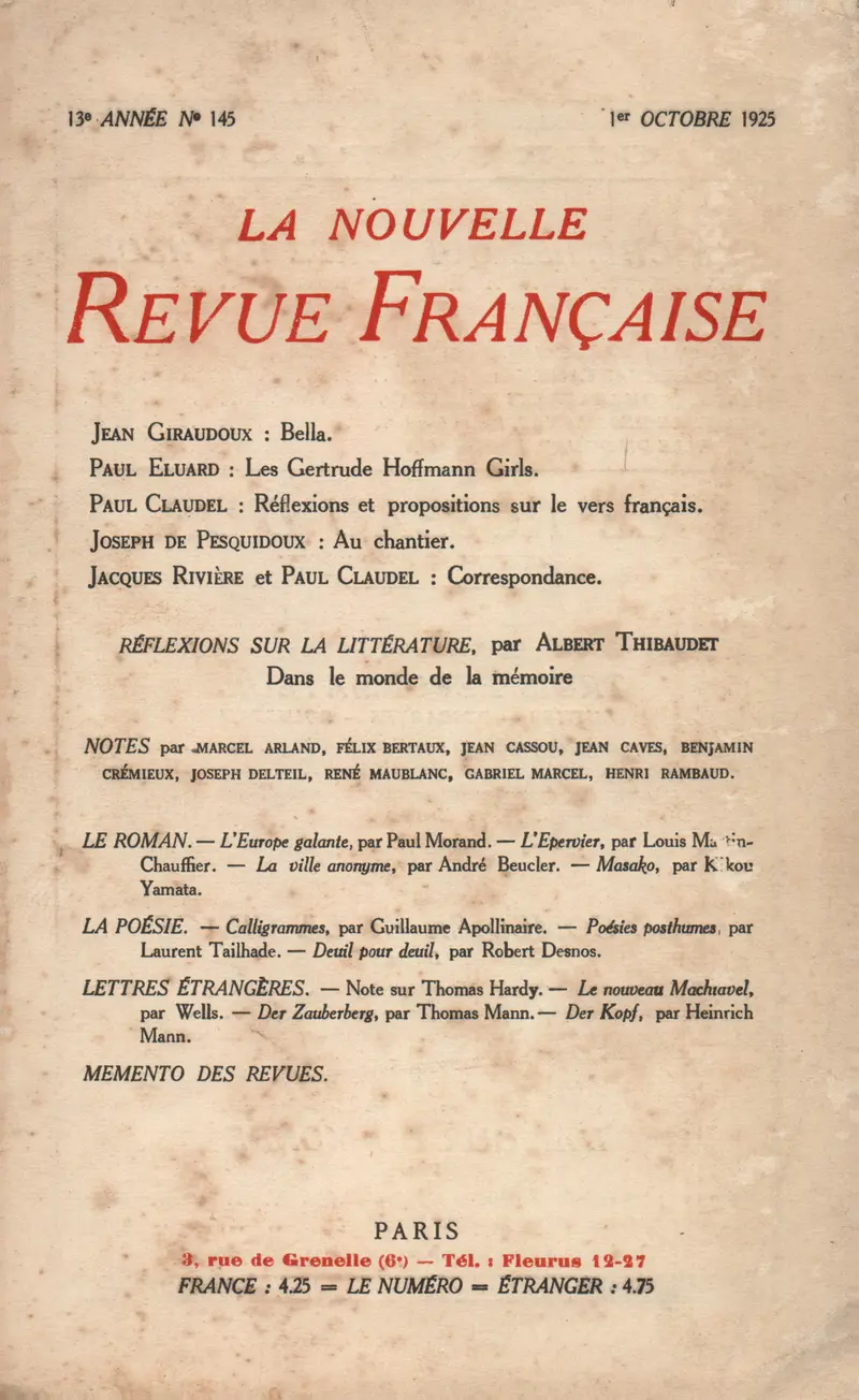 La Nouvelle Revue Française - Collectif