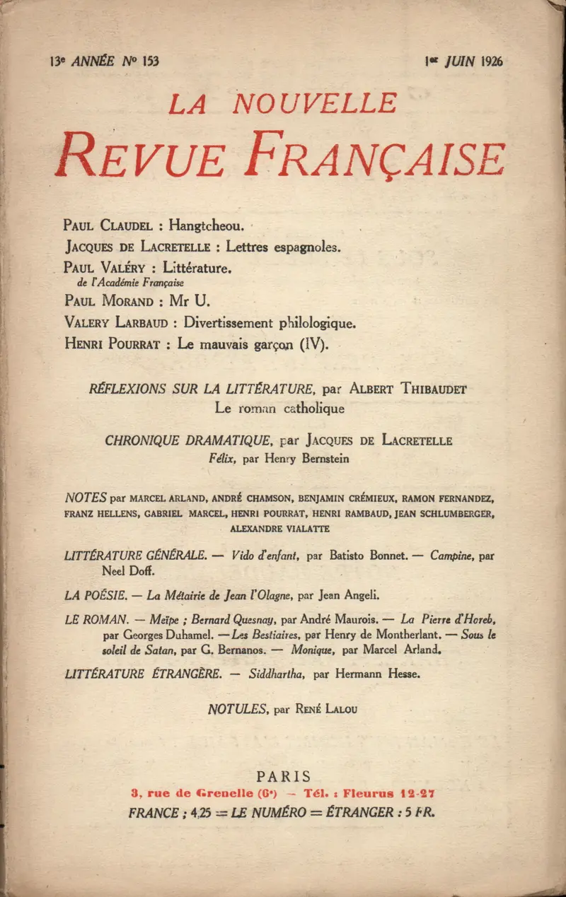 La Nouvelle Revue Française - Collectif