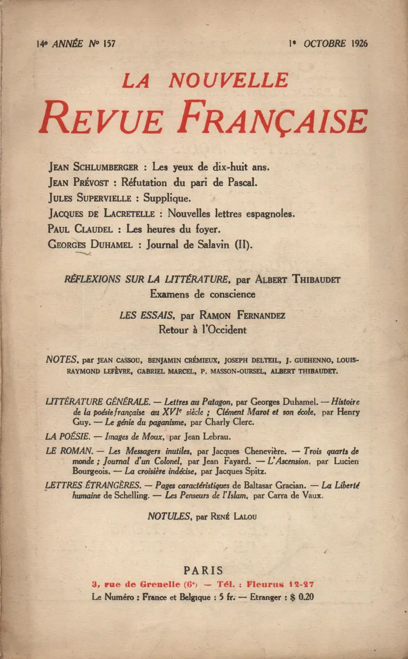 La Nouvelle Revue Française - Collectif