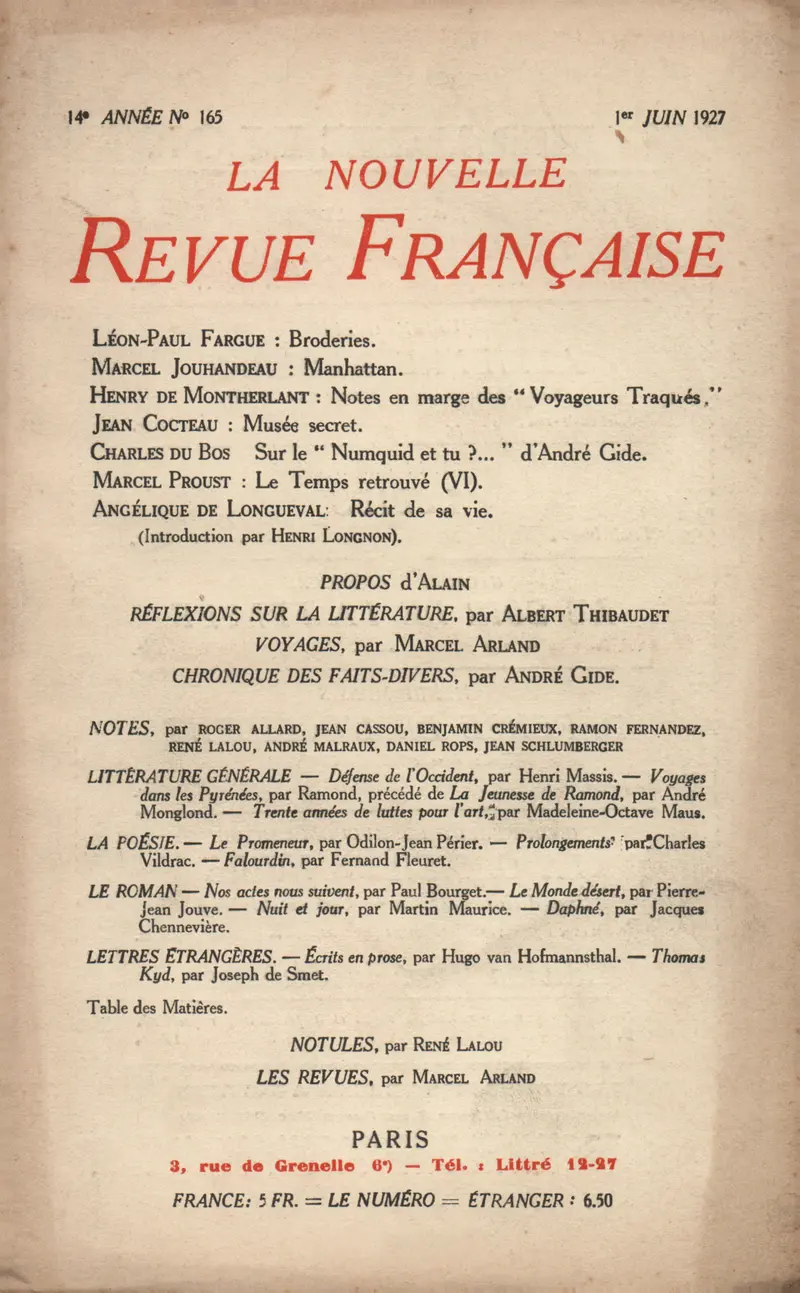 La Nouvelle Revue Française - Collectif
