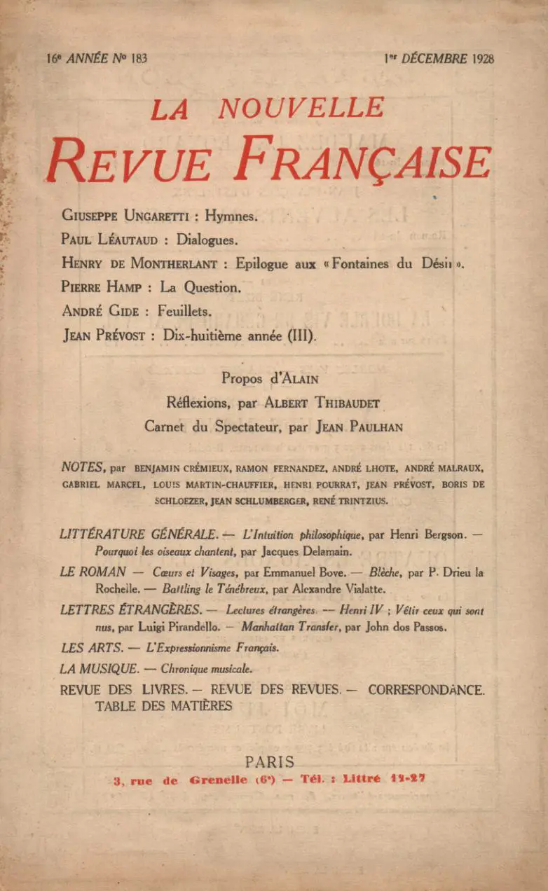La Nouvelle Revue Française - Collectif