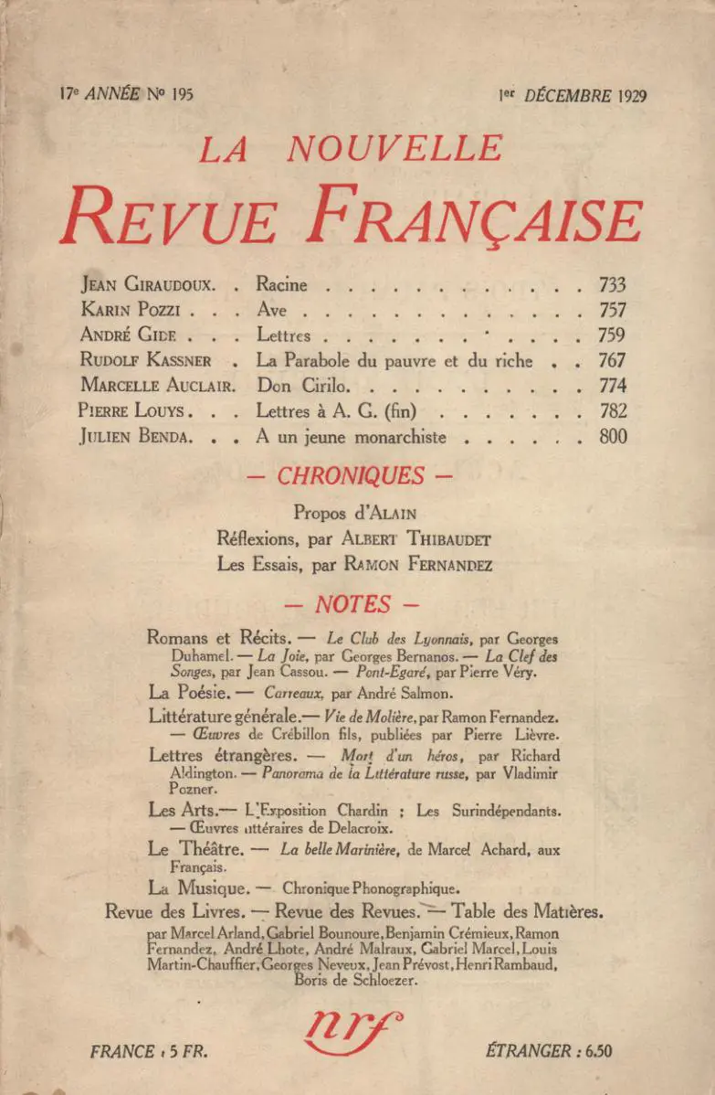 La Nouvelle Revue Française - Collectif