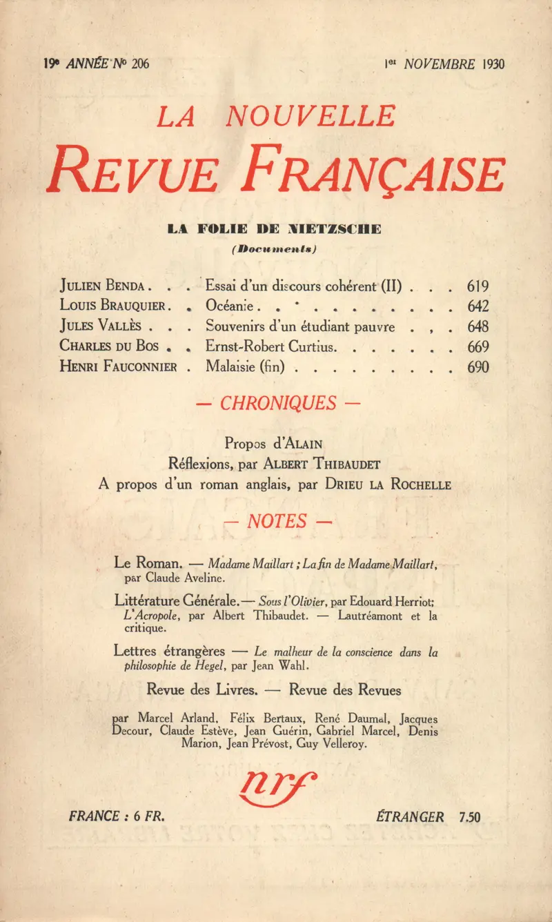 La Nouvelle Revue Française - Collectif
