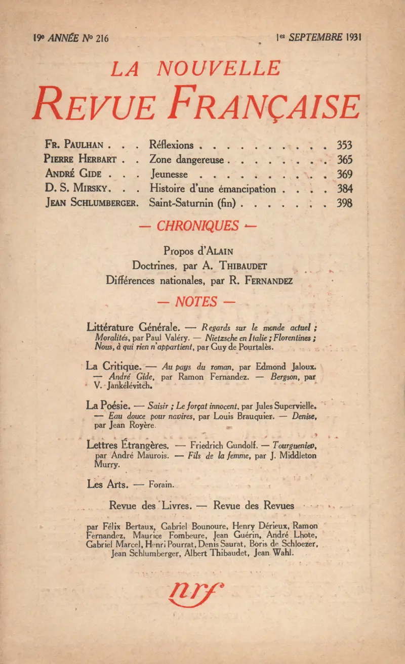 La Nouvelle Revue Française - Collectif