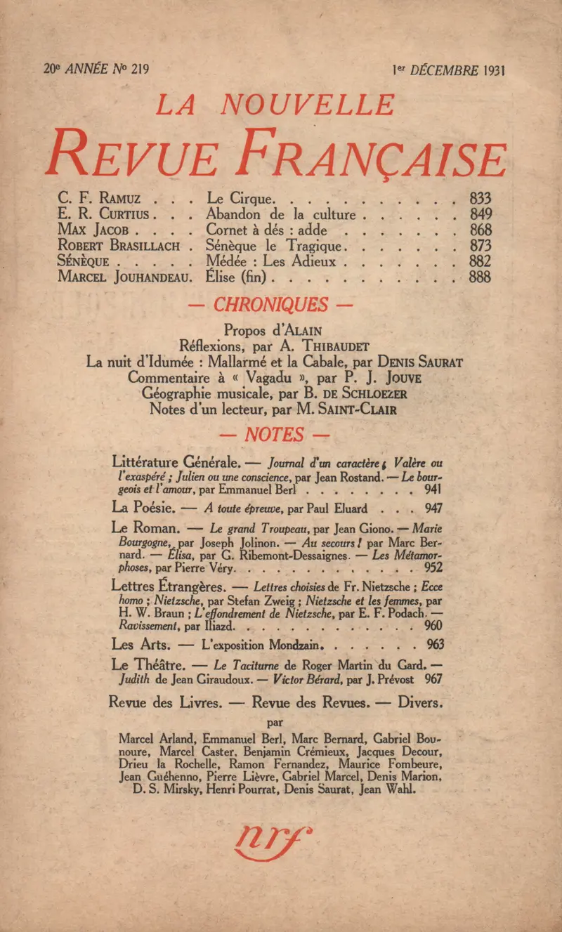 La Nouvelle Revue Française - Collectif