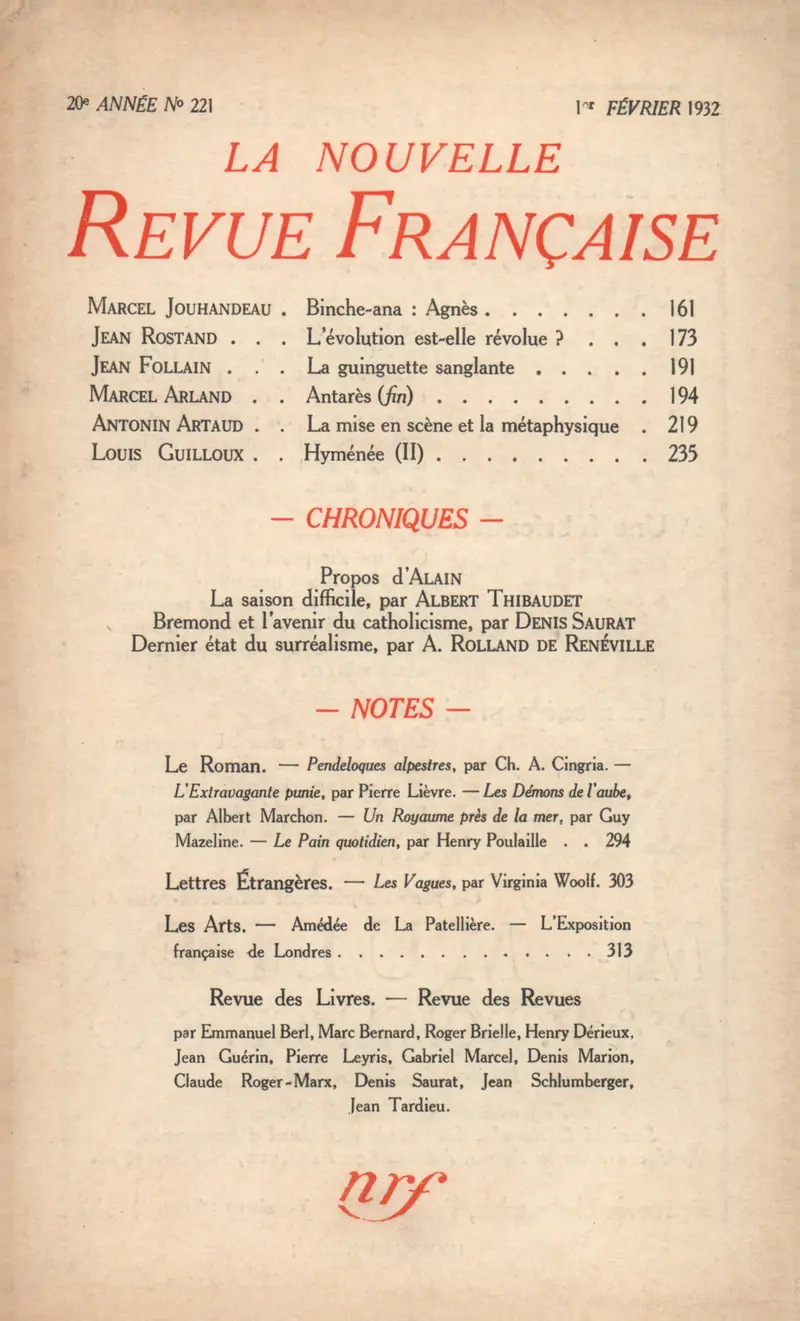 La Nouvelle Revue Française - Collectif