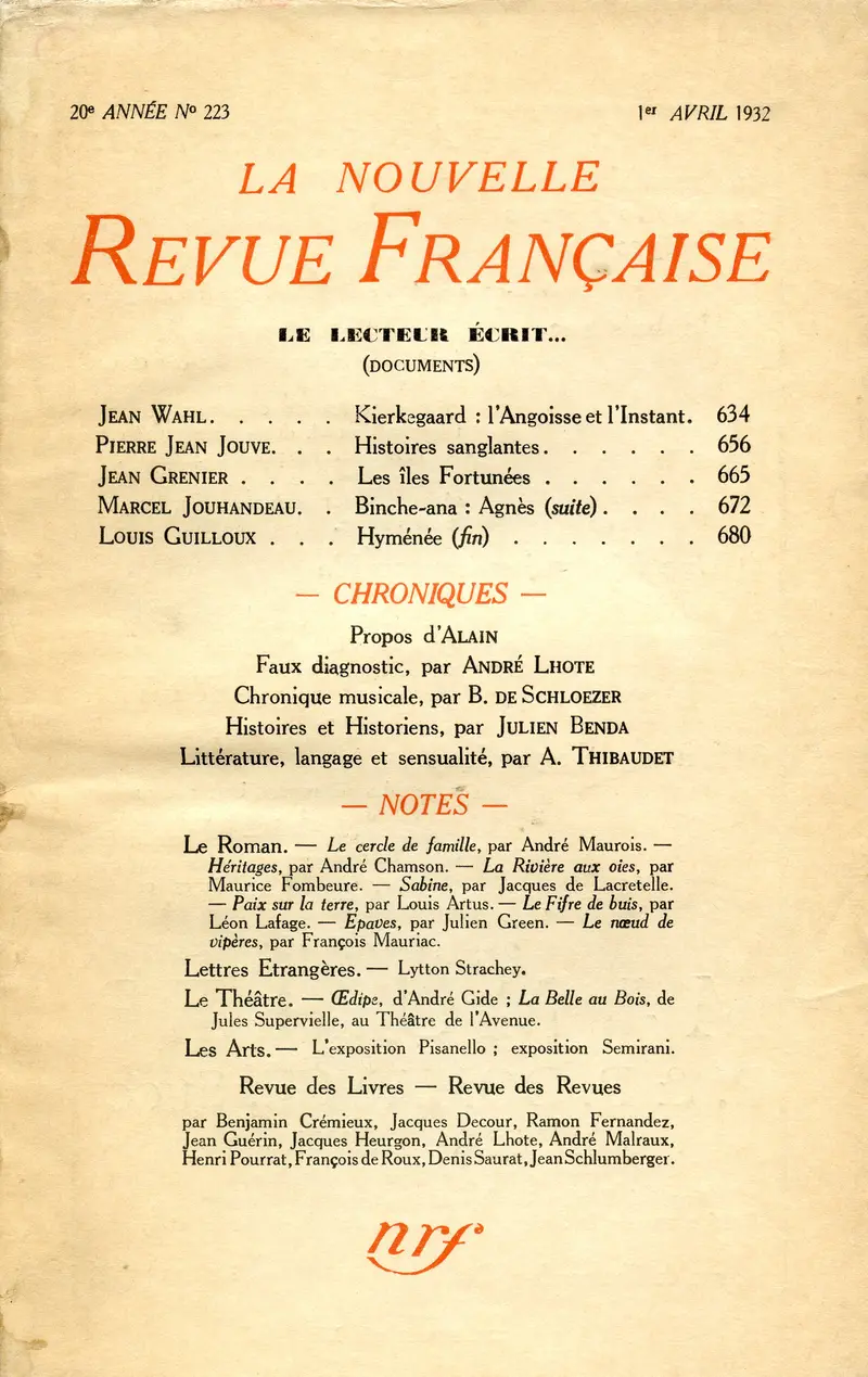 La Nouvelle Revue Française - Collectif