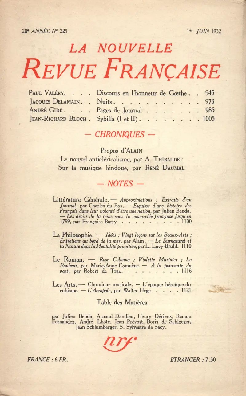 La Nouvelle Revue Française - Collectif