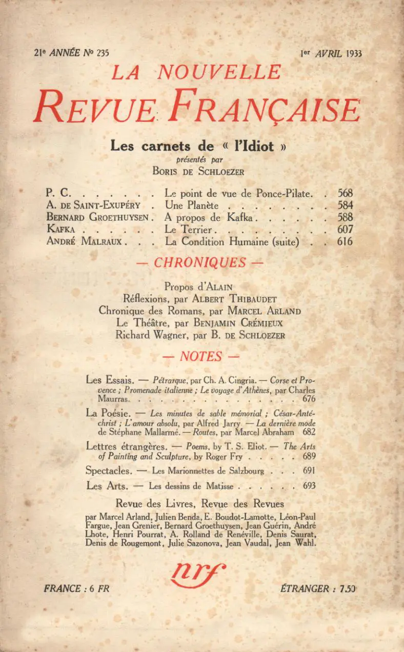 La Nouvelle Revue Française - Collectif