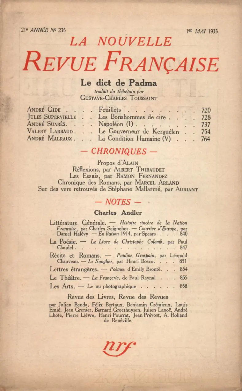 La Nouvelle Revue Française - Collectif