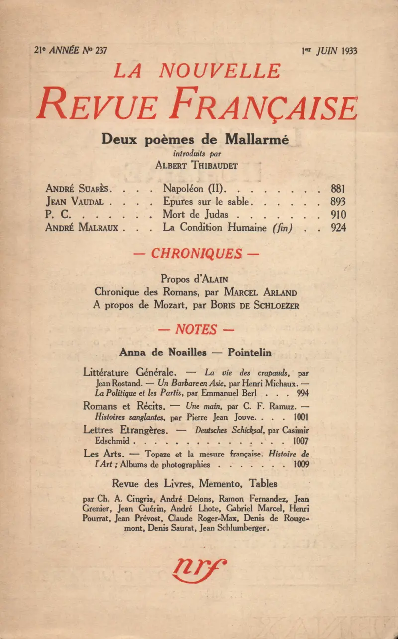 La Nouvelle Revue Française - Collectif