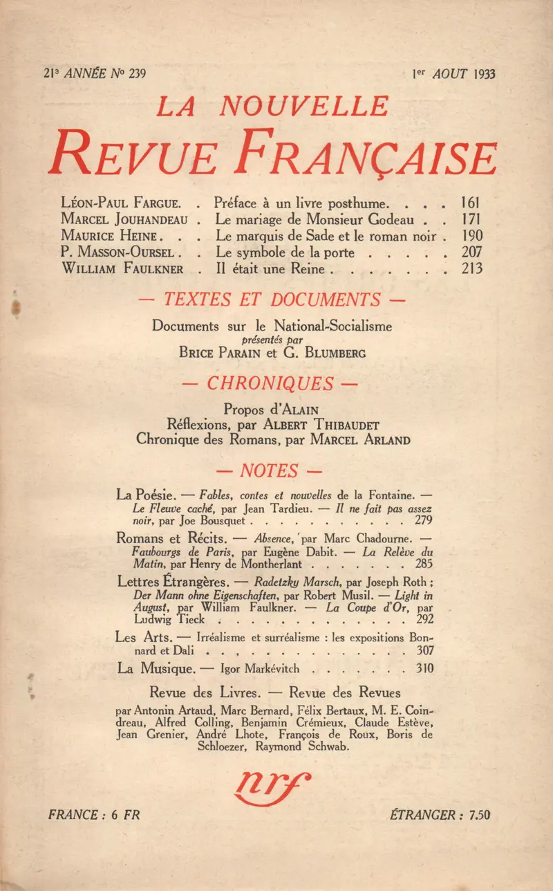 La Nouvelle Revue Française - Collectif