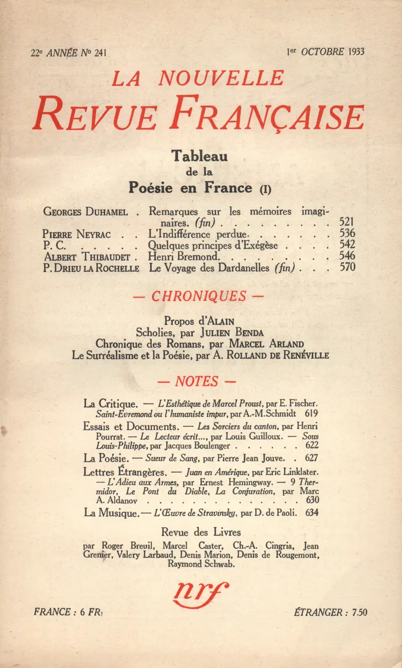 La Nouvelle Revue Française - Collectif