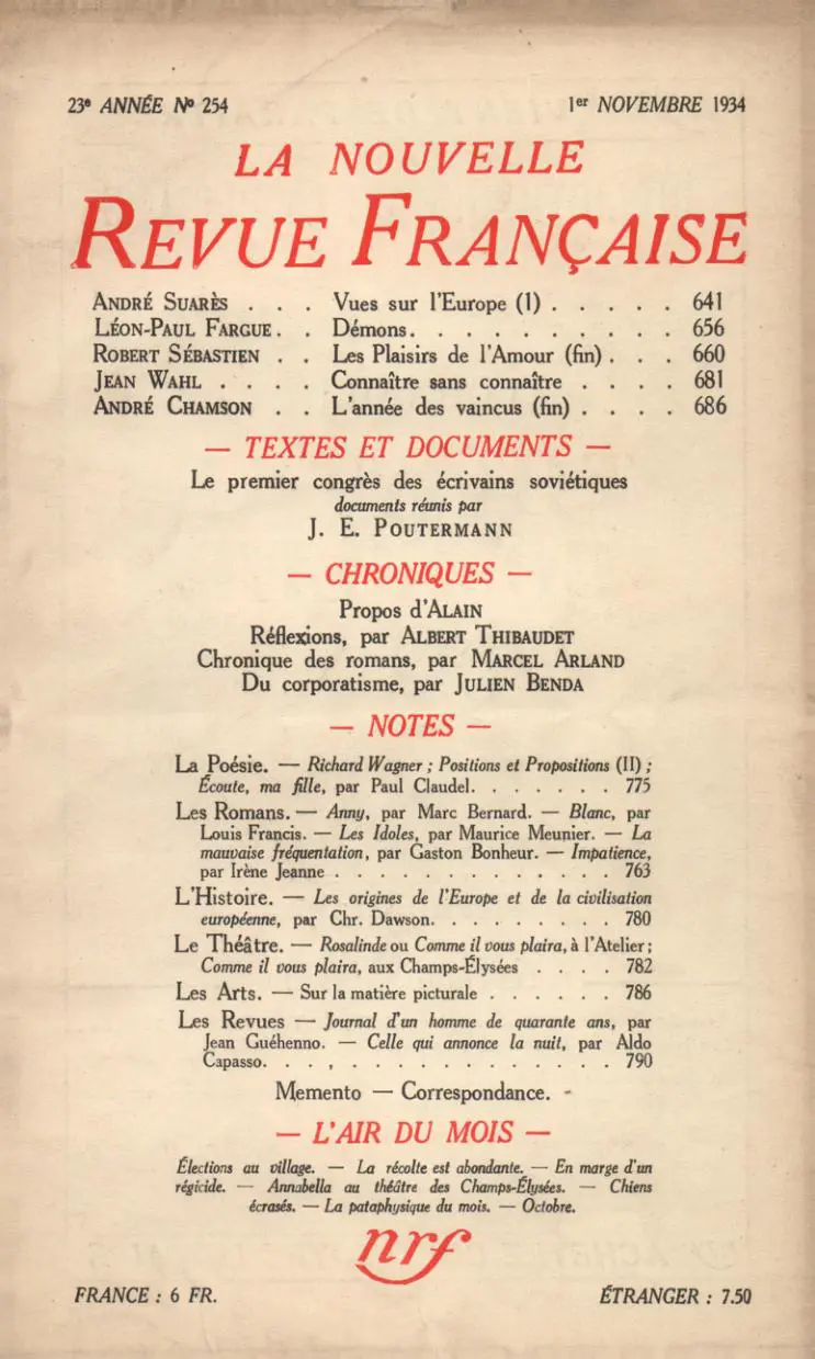 La Nouvelle Revue Française - Collectif