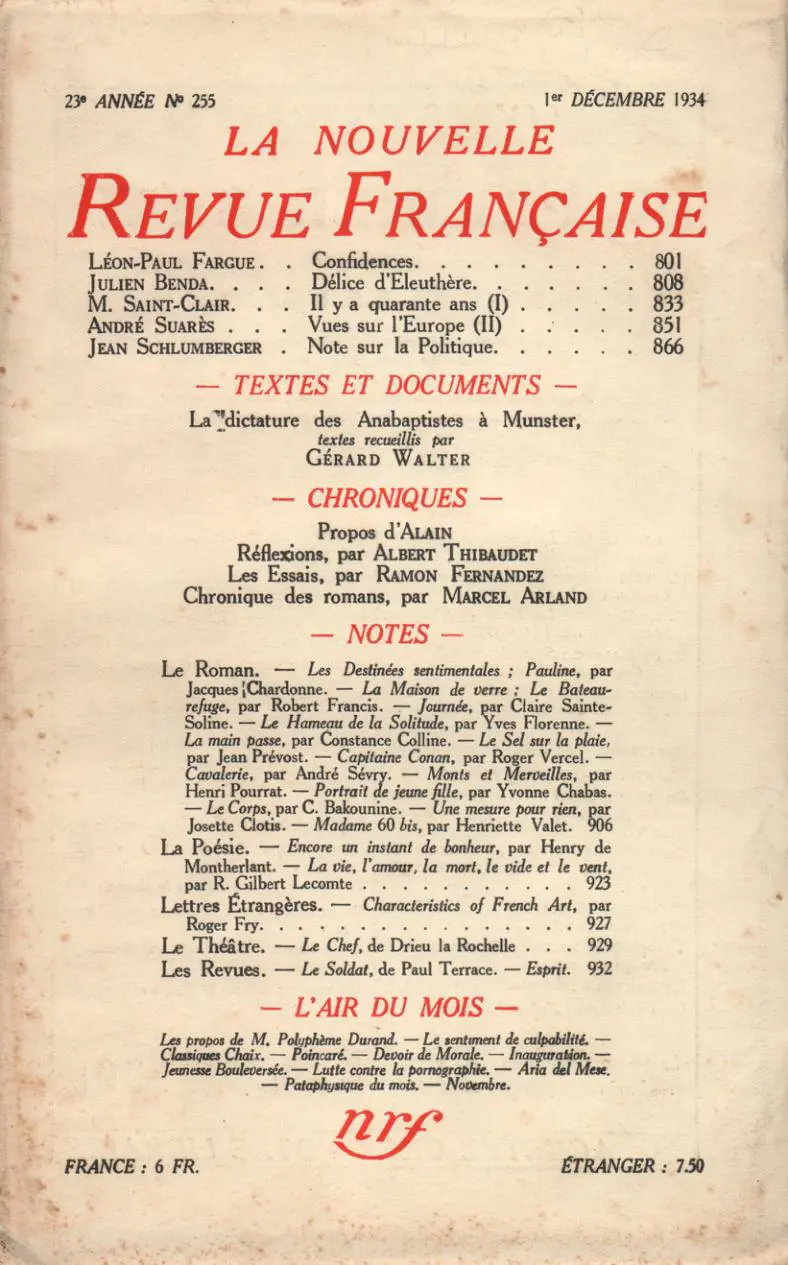 La Nouvelle Revue Française - Collectif