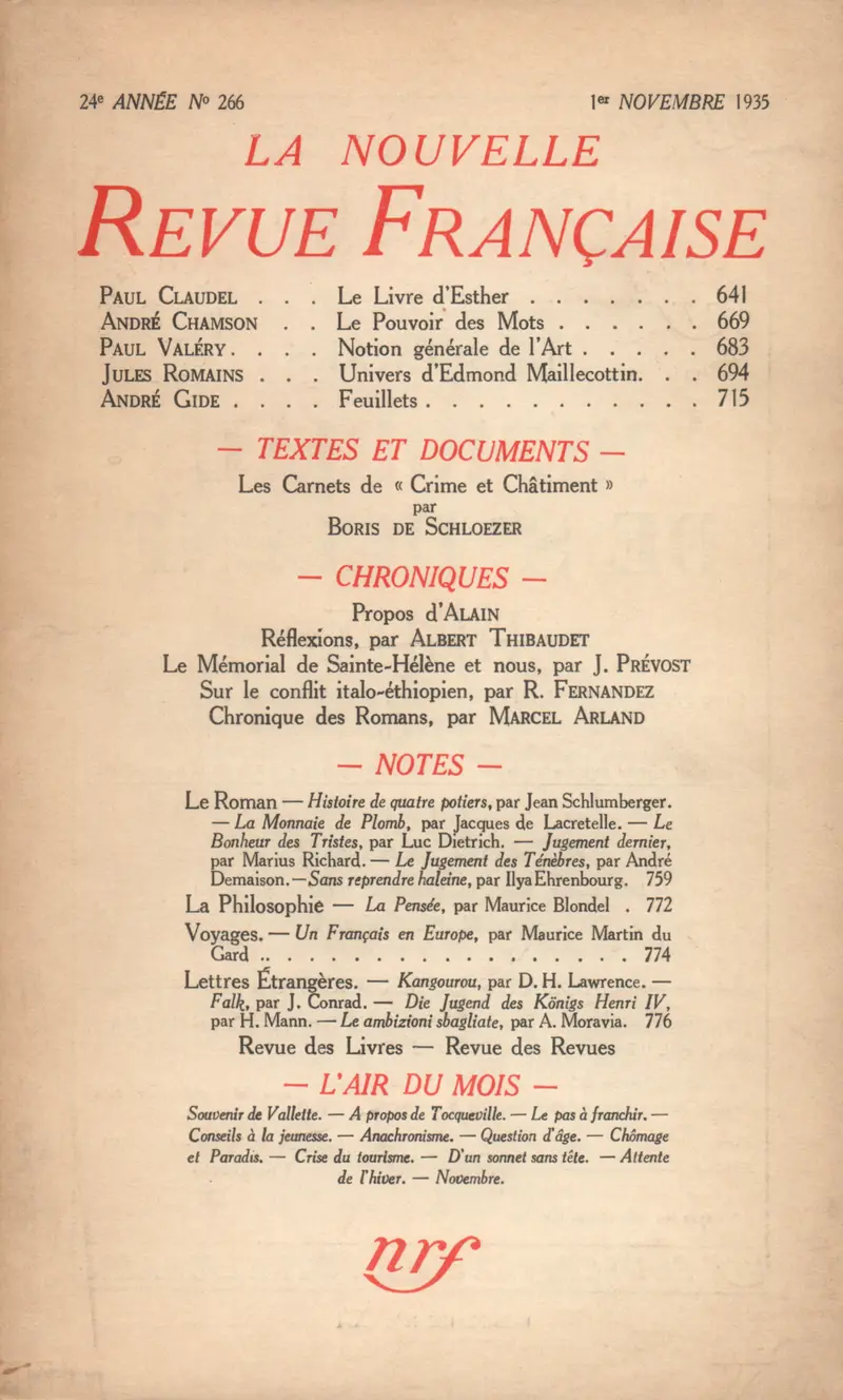 La Nouvelle Revue Française - Collectif