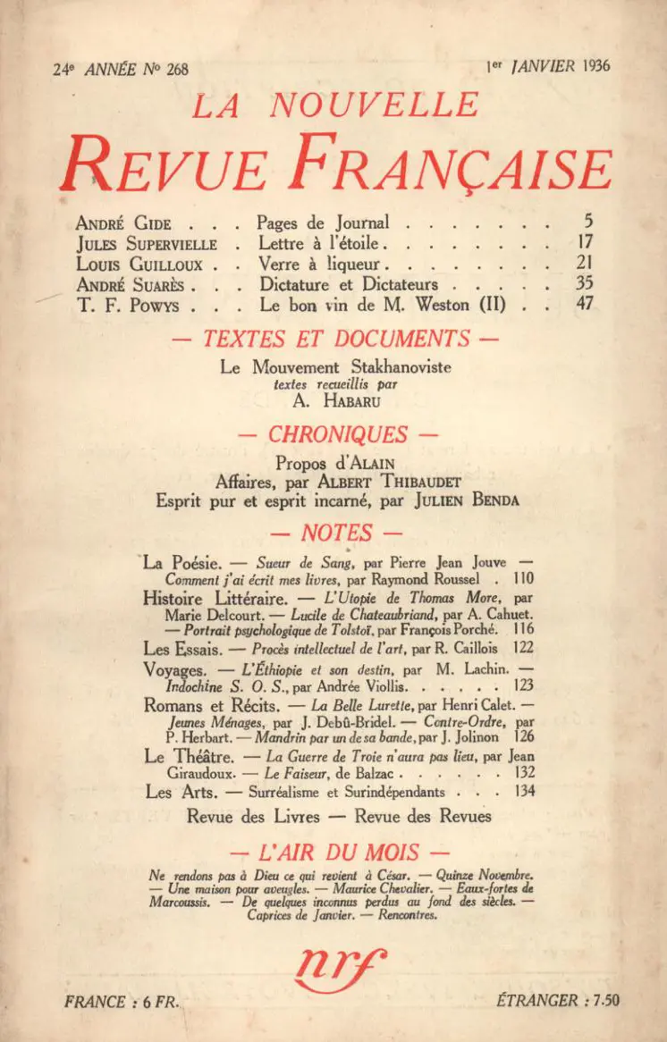 La Nouvelle Revue Française - Collectif