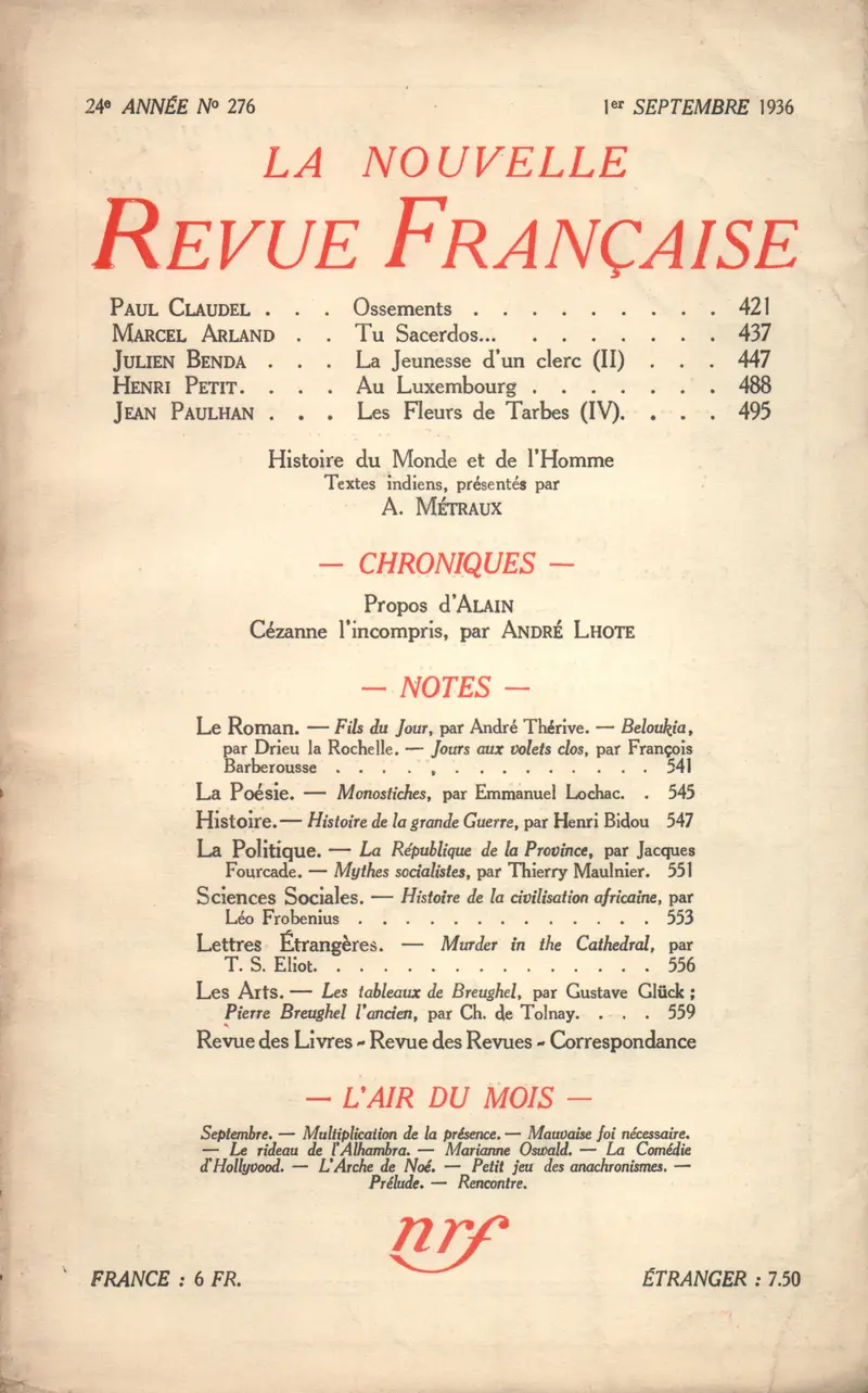 La Nouvelle Revue Française - Collectif