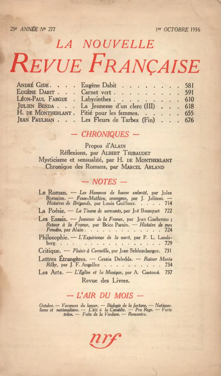 La Nouvelle Revue Française - Collectif