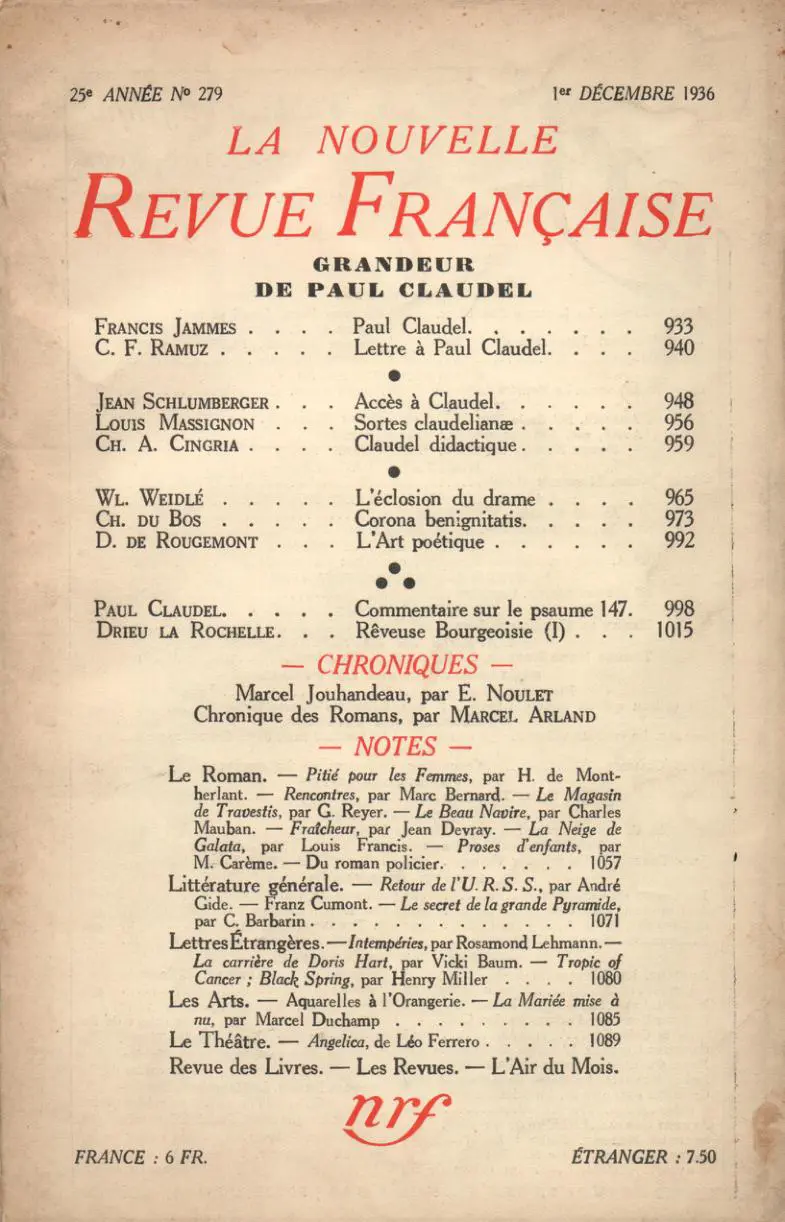 La Nouvelle Revue Française - Collectif