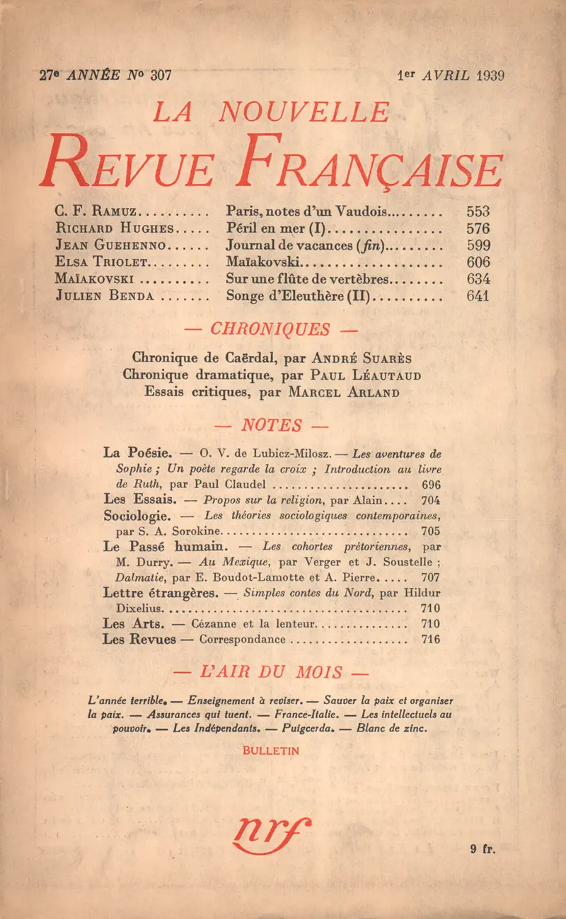 La Nouvelle Revue Française - Collectif