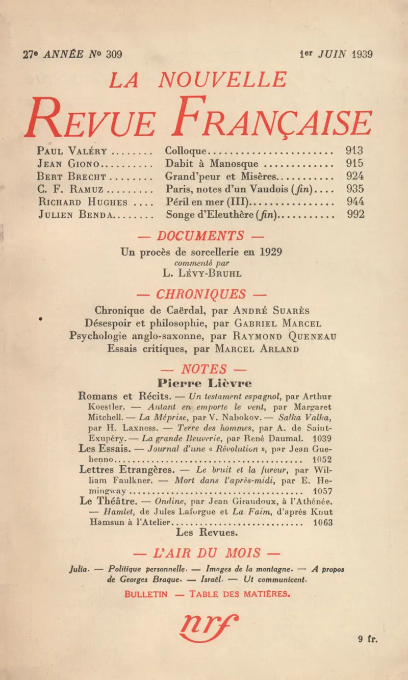 La Nouvelle Revue Française - Collectif