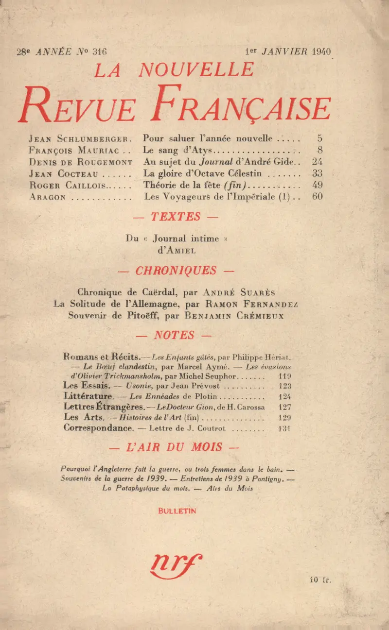 La Nouvelle Revue Française - Collectif