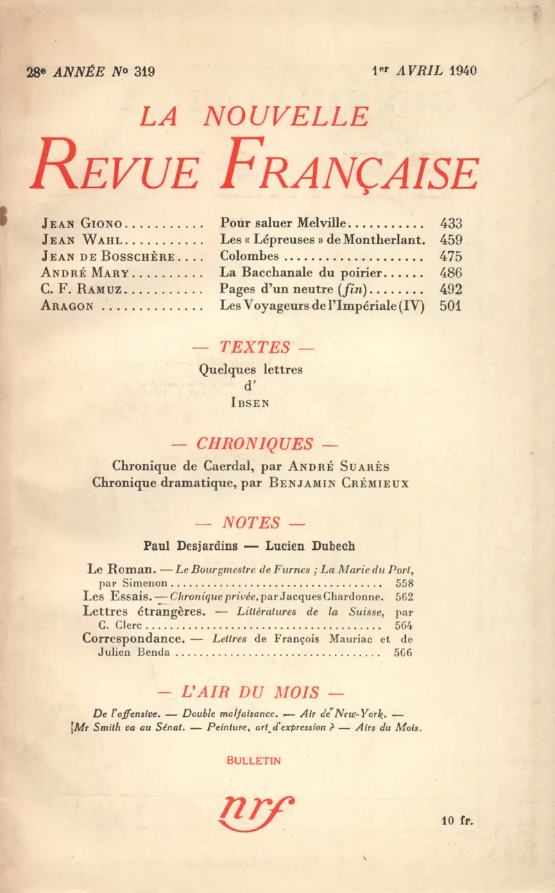 La Nouvelle Revue Française - Collectif