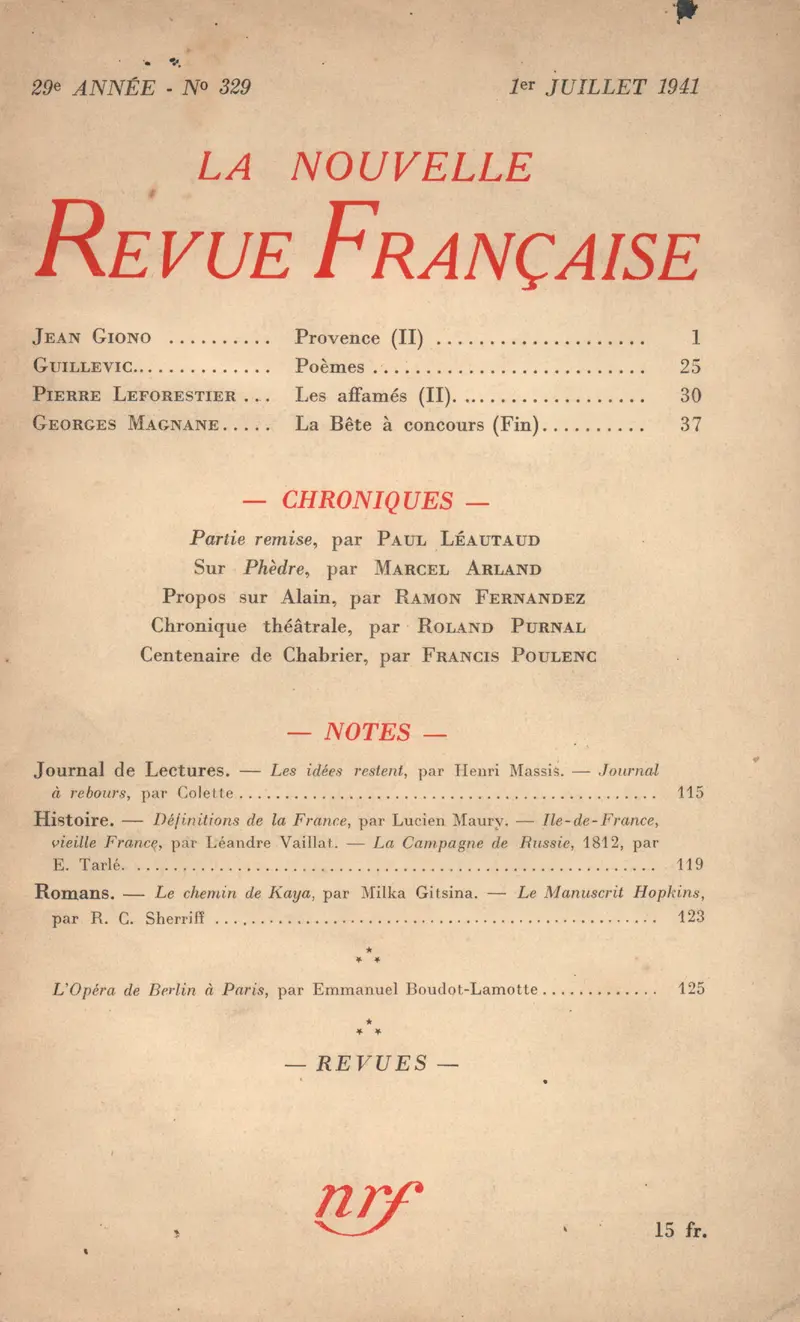 La Nouvelle Revue Française - Collectif