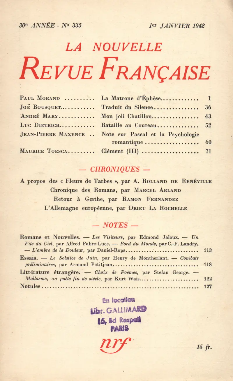 La Nouvelle Revue Française - Collectif