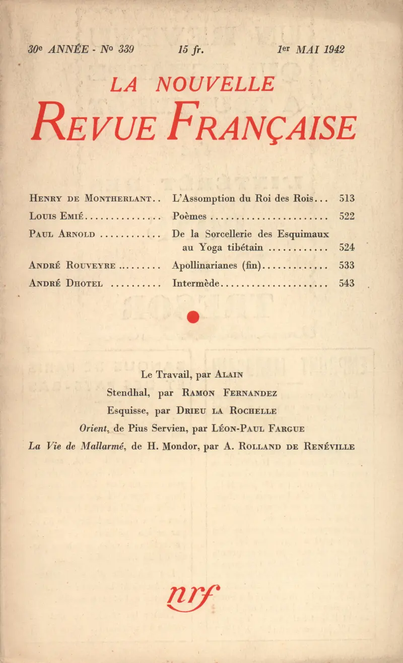 La Nouvelle Revue Française - Collectif