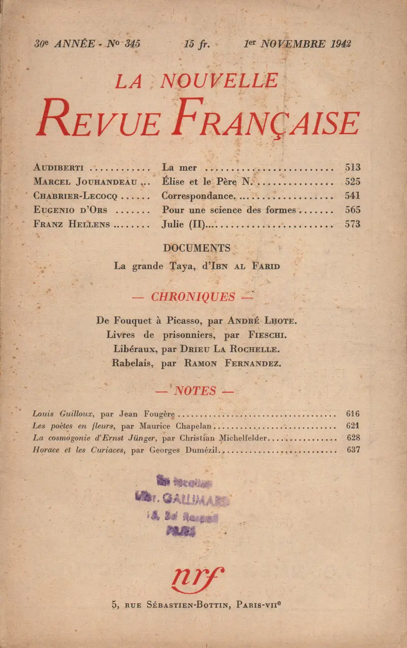 La Nouvelle Revue Française - Collectif