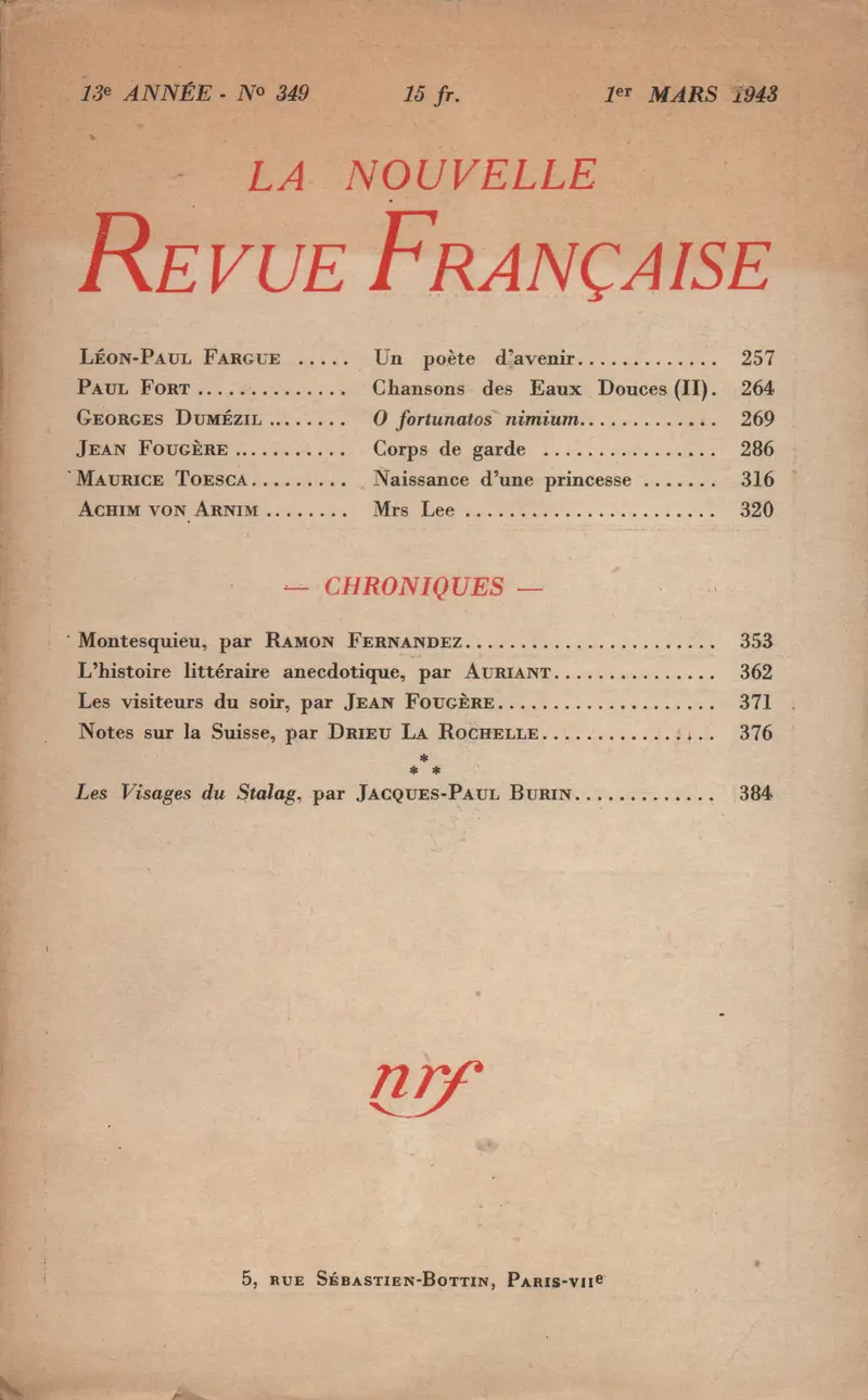 La Nouvelle Revue Française - Collectif