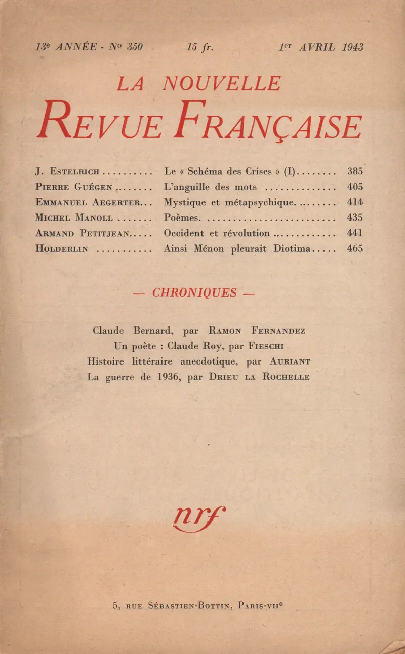 La Nouvelle Revue Française - Collectif