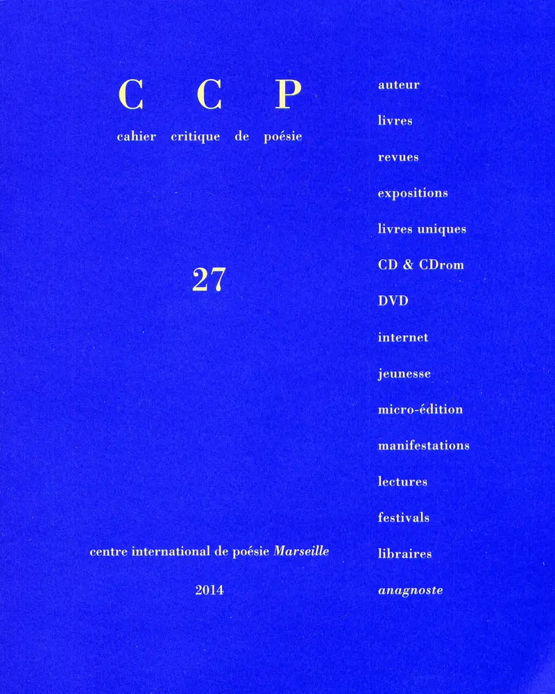 Cahier critique de poésie - Collectif