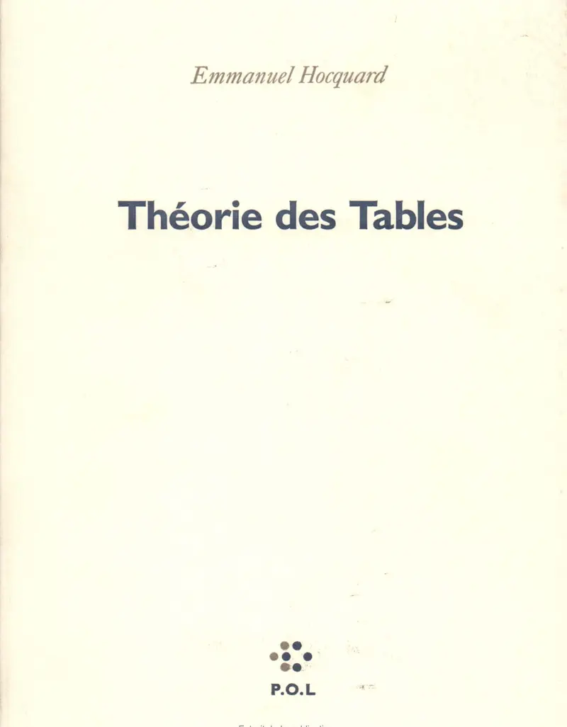 Théorie des Tables - Emmanuel Hocquard