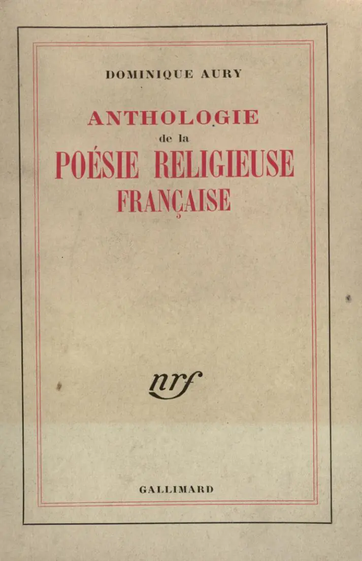 Anthologie de la poésie religieuse française - Collectif